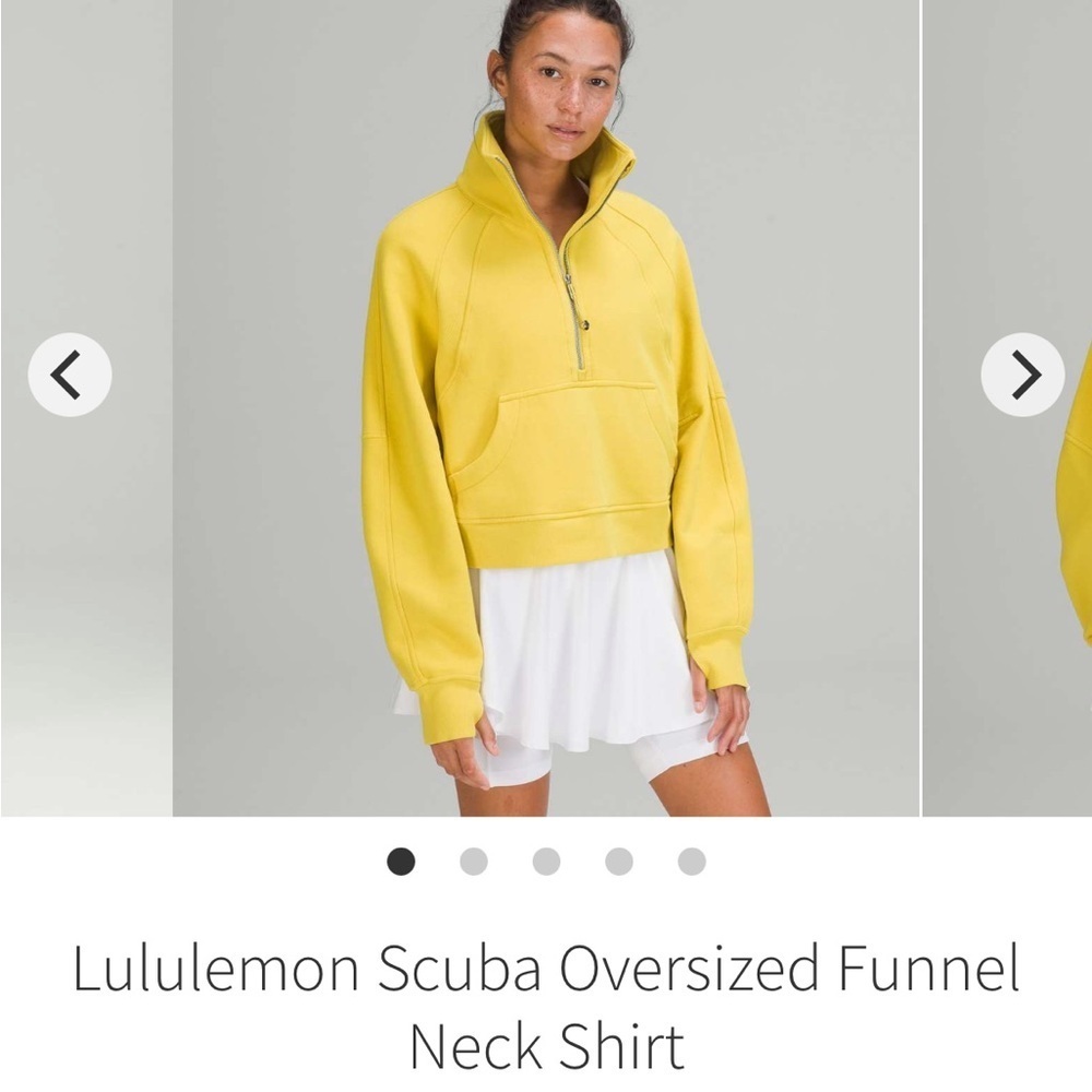 Lululemon Scuba women’s yellow half zip funnel neck Neck Half Zip Soleil xs/S